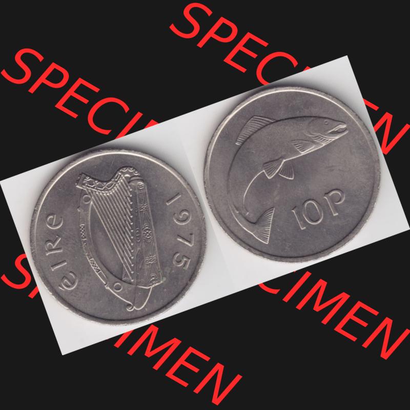 Münzen Irland Umlaufmünze 1975, 5 Pence 1975. Vorderseite und Rückseite horizontal auf einen digitalen Bild der alten irischen Umlaufmünze aus Irland in Irische Pfund-Währung... Sammlung