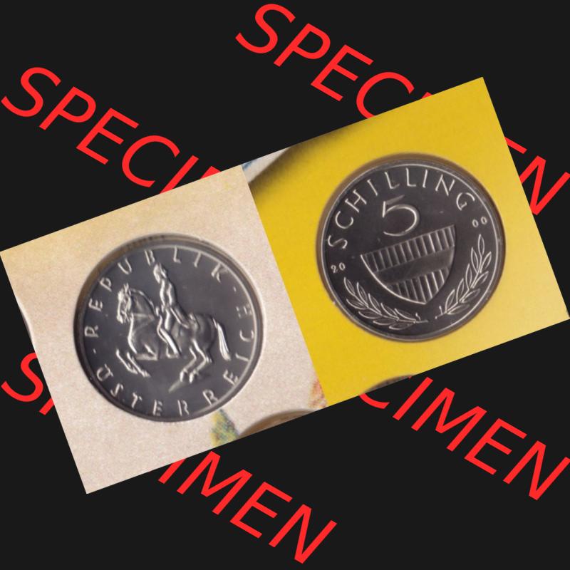 Münzen Österreich Umlaufmünze 1968-2001, 5 Schilling 2000, Münze aus Österreich mit Münzseiten Horizontal / Nebeneinander auf einen Bild für Mobile-Geräte... Sammlung