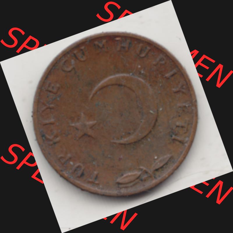 Münzen Türkei Umlaufmünze 1958-1968, 5 Kurus 1967. Vorderseite der Münze der Türkei als Bildmaterial für Sammler und Münzen-Webseiten hier im online Katalog... Sammlung