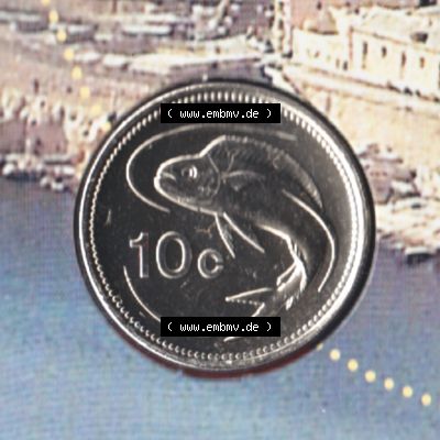 Münzen Malta Umlaufmünze 1991-2007, 10 Cent 2007, Rückseite Sammlung