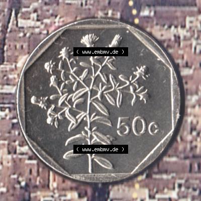 Münzen Malta Umlaufmünze 1991-2007, 50 Cent 2007, Rückseite Sammlung