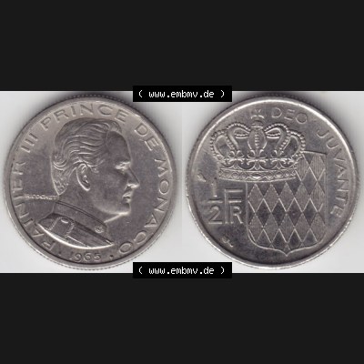 Münzen Monaco Umlaufmünze 1965-1995, 0.50 Fr, Franc, Franken Rainier III Prince de Monaco 1965 (3) Sammlung