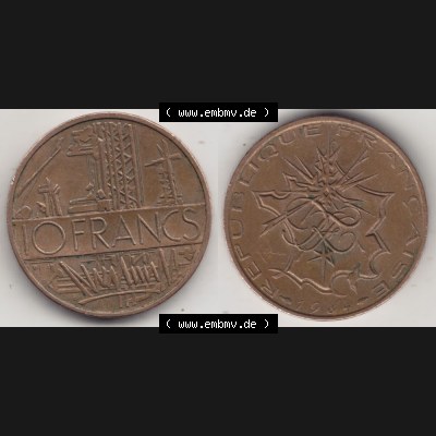 Münze Frankreich 1974-1987, 10 Franken-Francs 1984, Bild mit Vollansicht zum Download Sammlung