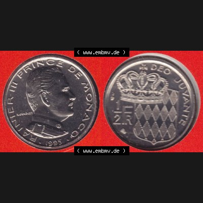 Münzen Monaco Umlaufmünze 1965-1995, 0.50 Fr, Franc, Franken Rainier III Prince de Monaco 1995 (3) Sammlung