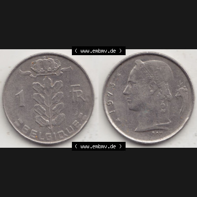 Münzen Belgien Umlaufmünze 1950-1988, 1 Francs-Franken 1973 Belgique. Vorderseite und Rückseite horizontal auf einen digitalen Bild der alten belgischen Francs Umlaufmünze... Sammlung
