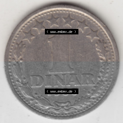 Münzen Jugoslawien Umlaufmünze 1965-1965, 1 Dinar 1965, Bild mit Rückseite der Münze zum Download Sammlung