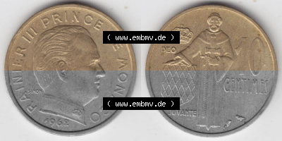 Münzen Monaco Umlaufmünze 1962-1995, 10 Centimes 1962 (3) Sammlung
