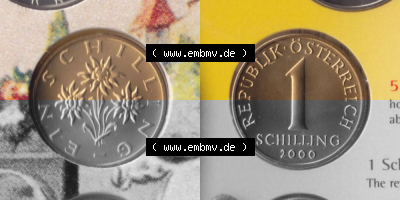 Münzen Österreich Umlaufmünze 1959-2001, 1 Schilling 2000, Münze aus Österreich -.-.- Sammlung
