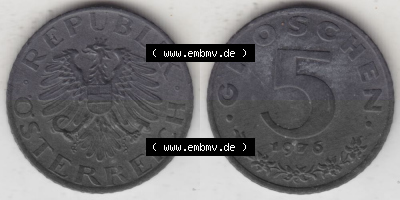 Münzen Österreich Umlaufmünze 1948-1994, 5 Groschen 1976, Münze aus Österreich -.-.- Sammlung