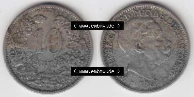 Münzen Luxemburg Umlaufmünze 1901-1901, 10 Centimes, Bild mit Vollansicht Sammlung