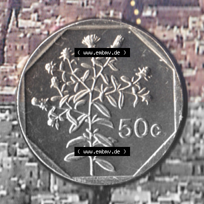 Münzen Malta Umlaufmünze 1991-2007, 50 Cent 2007, Rückseite Sammlung