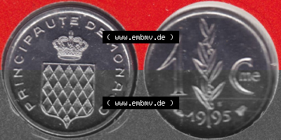 Münzen Monaco Umlaufmünze 1976-1995, Centime 1995 (3) Sammlung
