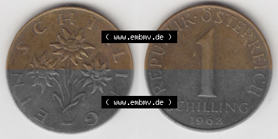 Münzen Österreich Umlaufmünze 1959-2001, 1 Schilling 1968, Münze aus Österreich -.-.- Sammlung