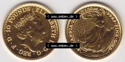 Münzen Großbritannien Goldmünze 2016-2016, 10 Pfund 2016 Britannia. Digitale Edelmetallmünzen, britischen Goldmünzen als... Sammlung