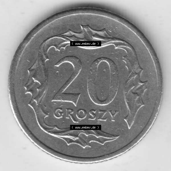 Grau bzw. s/w Münzen Polen Umlaufmünze 1990-2016, 20 Groszy 1996 (2) Sammlung Graustufen