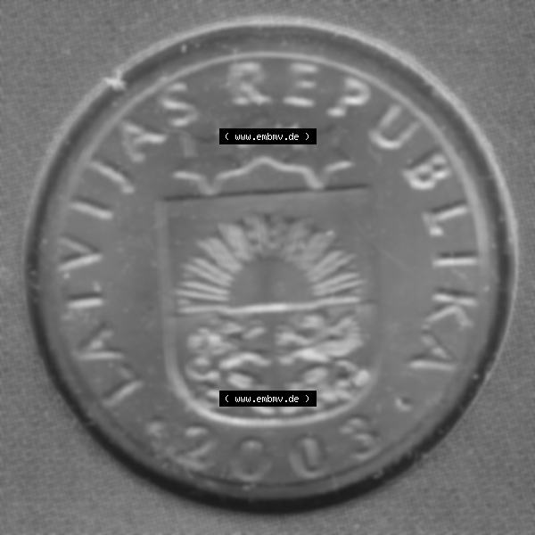 Grau bzw. s/w Münzen Lettland Umlaufmünze 1992-2008, 1 Centime 2003, Bild mit Vorderseite der Münze als Bildmaterial Sammlung Graustufen