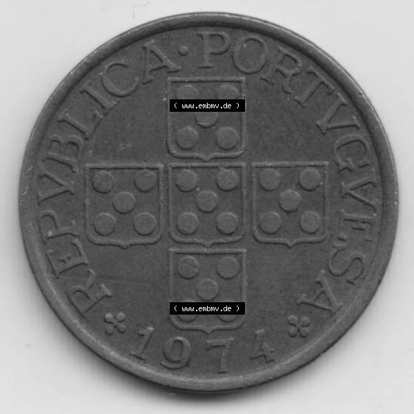 Grau bzw. s/w Münzen Portugal Umlaufmünze 1969-1979, 50 Centavos 1974. Vorderseite der Escudo Umlaufmünze aus Portugal vor EInführung der Euromünzen in Portugal zum katalogisieren... Sammlung Graustufen