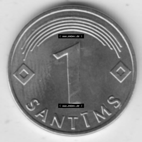 Grau bzw. s/w Münzen Lettland Umlaufmünze 1992-2008, 1 Santims 2003, Bild mit Rückseite der Münze als Bildmaterial Sammlung Graustufen