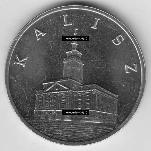 Grau bzw. s/w Münzen Polen Gedenkmünze 2006-2006, 2 Zloty, Historische Städte Polens - Kalisz, Bild mit Rückseite der Münze als Bildmaterial Sammlung Graustufen