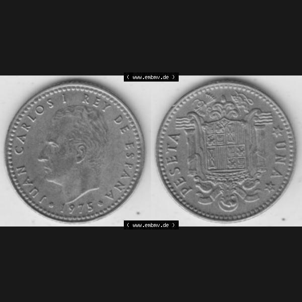 Grau bzw. s/w Münzen Spanien Umlaufmünze 1975-1975, 1 Peseta, Pesete 1979, Bild mit Vollansicht als Bildmaterial Sammlung Graustufen