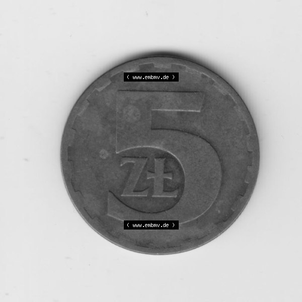 Grau bzw. s/w Münzen Polen Umlaufmünze 1975-1985, 5 Zlotych 1976 (2) Sammlung Graustufen