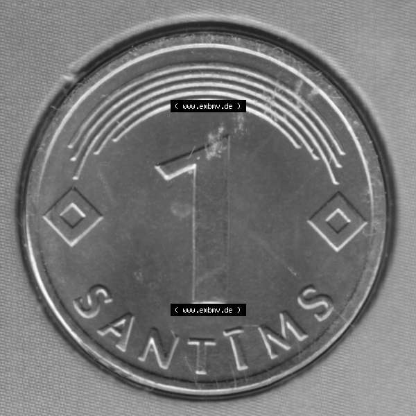 Grau bzw. s/w Münzen Lettland Umlaufmünze 1992-2008, 1 Centime 2003, Bild mit Rückseite der Münze als Bildmaterial Sammlung Graustufen