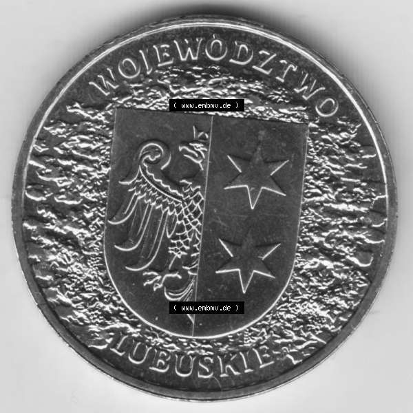 Grau bzw. s/w Münzen Polen Gedenkmünze 2004-2004, 2 Zloty, Woiwodschaft Kujawien-Pommern, Bild mit Rückseite der Münze als Bildmaterial Sammlung Graustufen