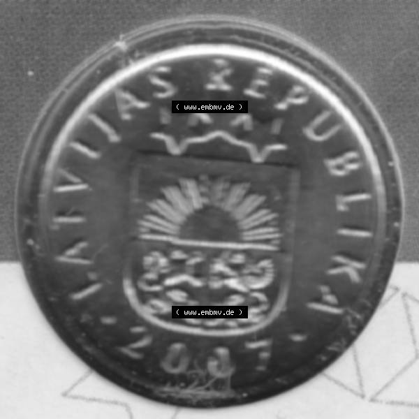 Grau bzw. s/w Münzen Lettland Umlaufmünze 1992-2009, 50 Centimes 2007, Bild mit Vorderseite der Münze als Bildmaterial Sammlung Graustufen