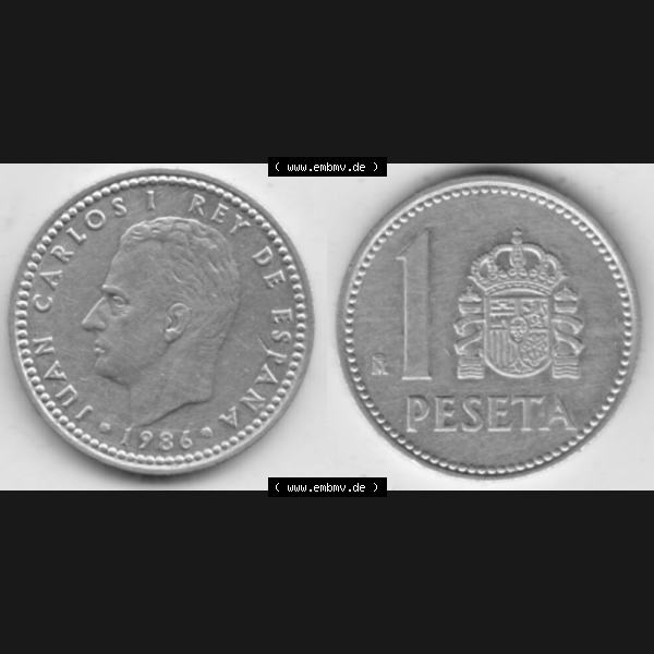 Grau bzw. s/w Münzen Spanien Umlaufmünze 1982-1989, 1 Pesete 1986 (3) Sammlung Graustufen