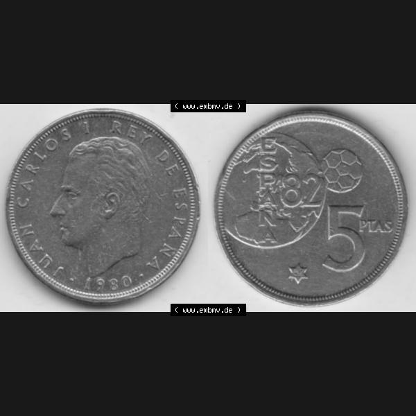 Grau bzw. s/w Münzen Spanien Umlaufmünze 1980-1980, 5 Peseten 1982 (3) Sammlung Graustufen