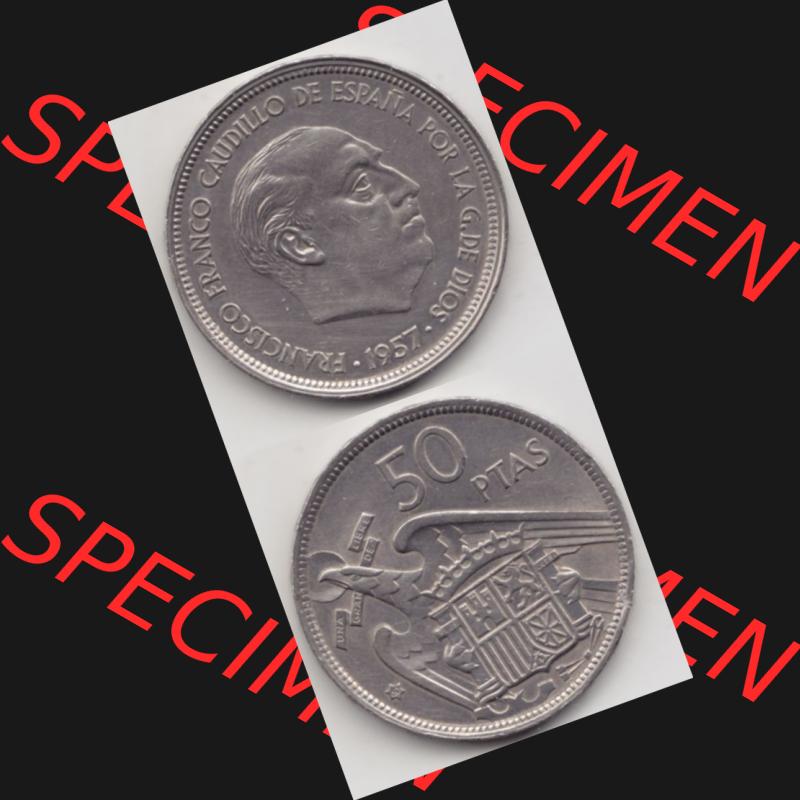 Münzen Spanien Umlaufmünze 1957-1957, 50 Peseten 1960, Münze aus Spanien, Umlaufmünze / aus Zahlungsverkehr mit Münzseiten Vertikal / Untereinander auf... Sammlung