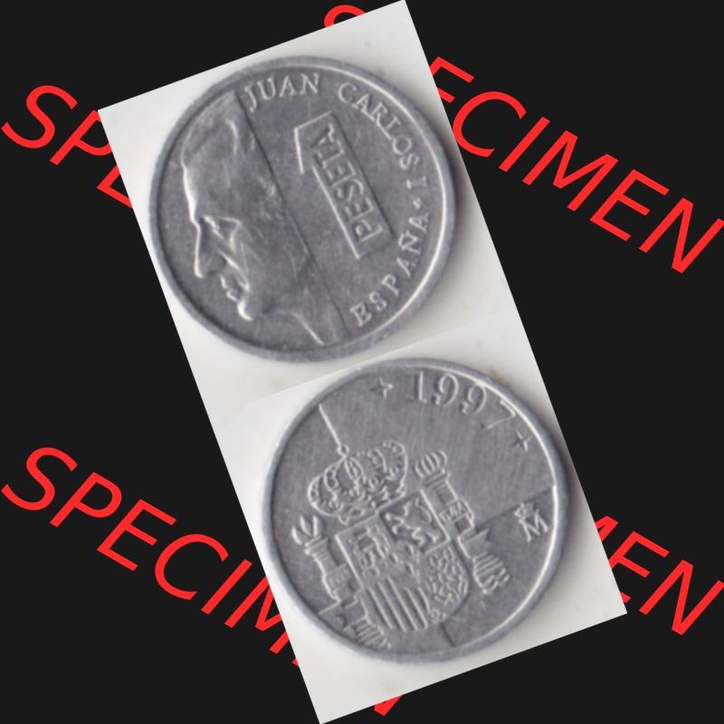 Münzen Spanien Umlaufmünze 1989-2001, 1 Pesete 1997, Münze aus Spanien, Umlaufmünze / aus Zahlungsverkehr mit Münzseiten Vertikal / Untereinander auf... Sammlung