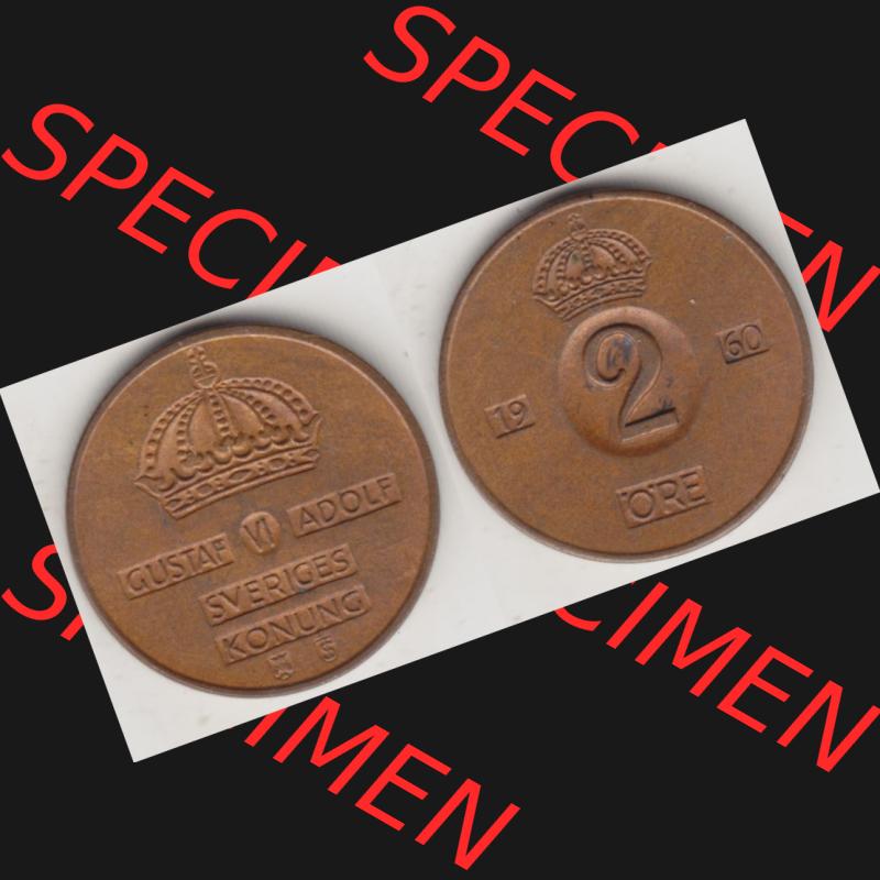 Münzen Schweden Umlaufmünze 1952-1971, 2 Öre 1960, Bild mit Vollansicht als Bildmaterial Sammlung