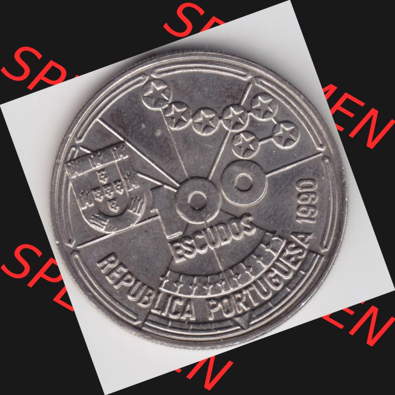 Münzen Portugal Gedenkmünze 1990-1990, 100 Escudos, Atlantido 1455-1485, Astronomica. Vorderseite der Gedenkmünze aus Portugal zum katalogisieren im Münzen-Katalog... Sammlung