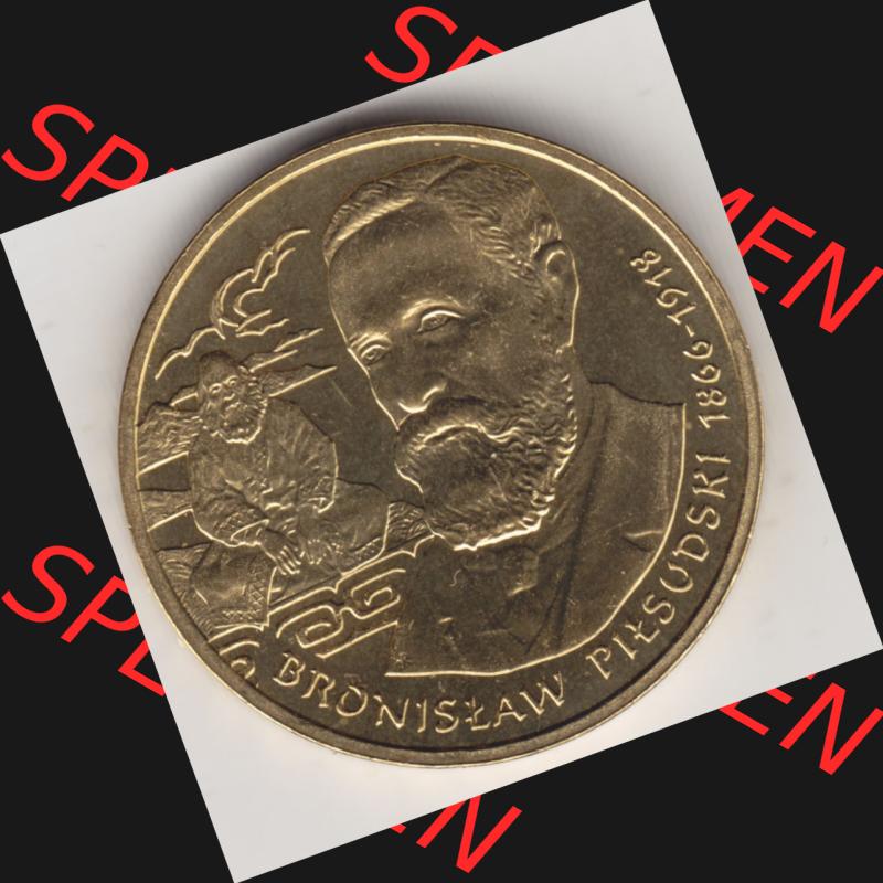 Münzen Polen Gedenkmünze 2008-2008, 2 Zloty, Polnische Reisende und Entdecker - Bronisław Piotr Piłsudski (1866-1918), Bild mit Rückseite der Münze... Sammlung