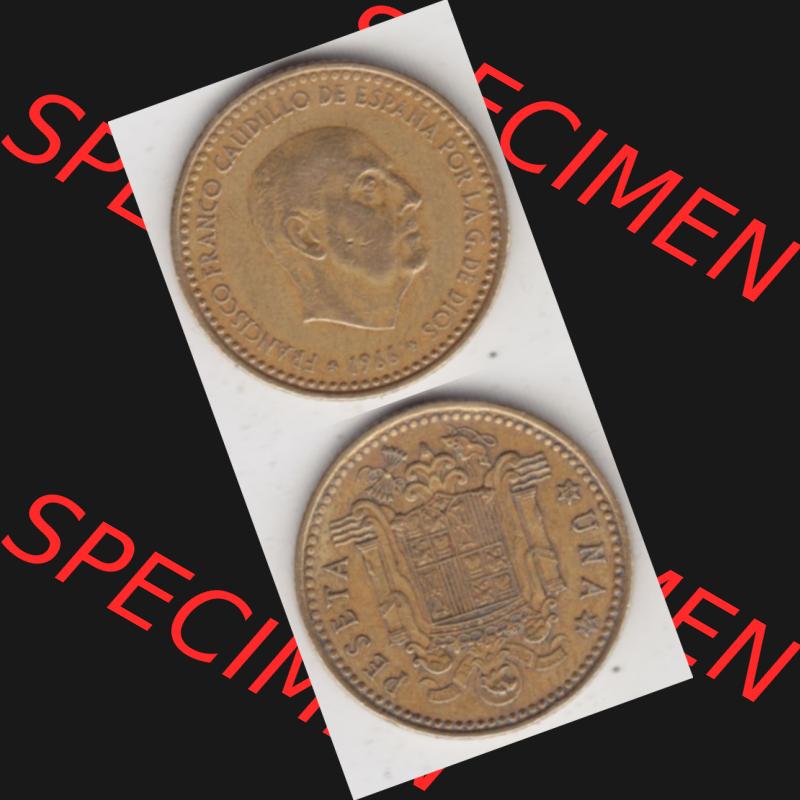 Münzen Spanien Umlaufmünze 1966-1966, 1 Peseta, Pesete, Münze aus Spanien, Umlaufmünze / aus Zahlungsverkehr mit Münzseiten Vertikal / Untereinander... Sammlung