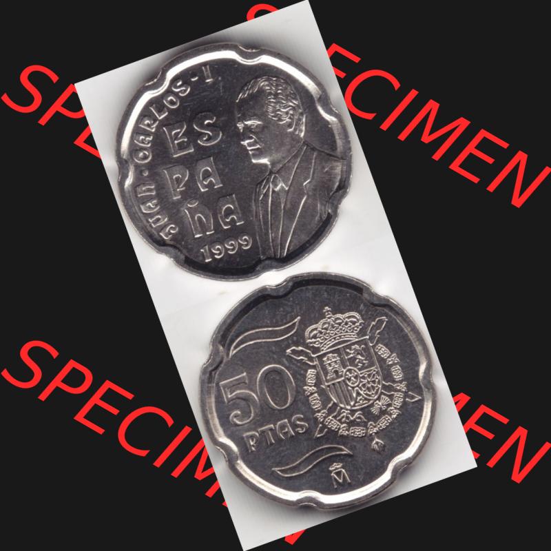 Münzen Spanien Umlaufmünze 1998-2000, 50 Ptas, Peseten 1999, Münze aus Spanien, Umlaufmünze / aus Zahlungsverkehr mit Münzseiten Vertikal / Untereinander... Sammlung