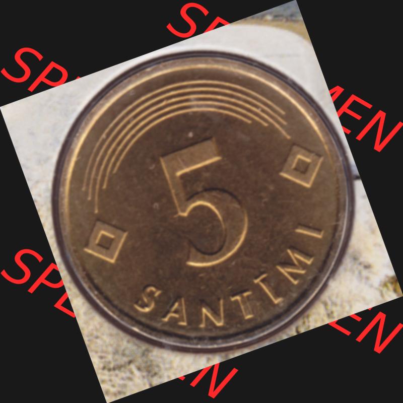 Münzen Lettland Umlaufmünze 1992-2009, 5 Centimes 1992, Bild mit Rückseite der Münze als Bildmaterial Sammlung