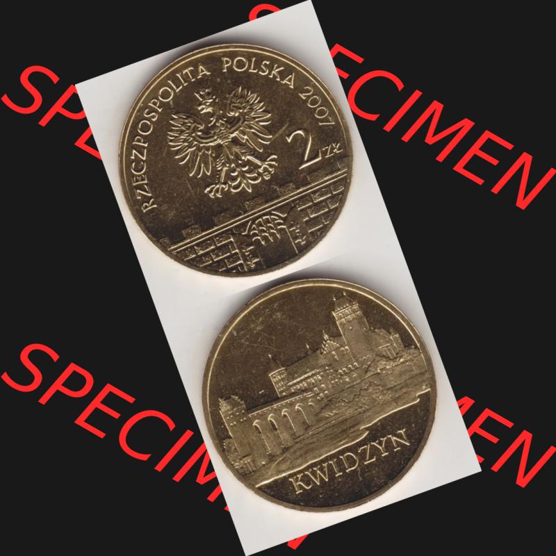 Münzen Polen Gedenkmünze 2007-2007, 2 Zloty, Historische Städte in Polen - Marienwerder, Münzseiten Untereinander als Bildmaterial Sammlung