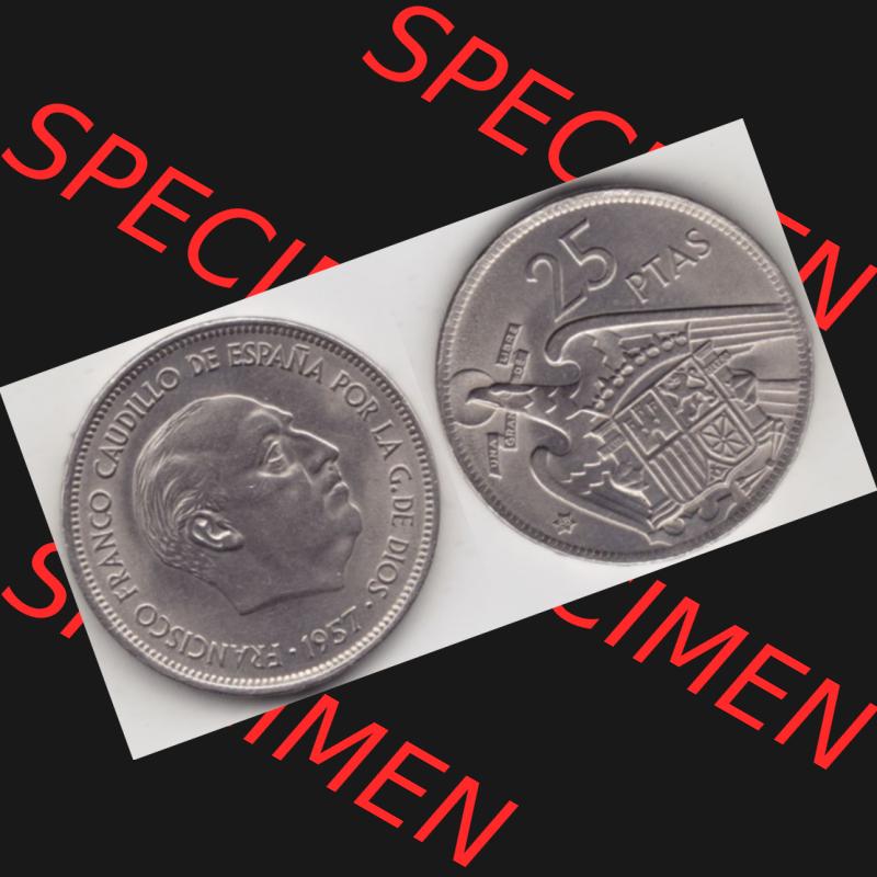 Münzen Spanien Umlaufmünze 1957-1957, 25 Peseten 1968, Bild mit Vollansicht als Bildmaterial Sammlung