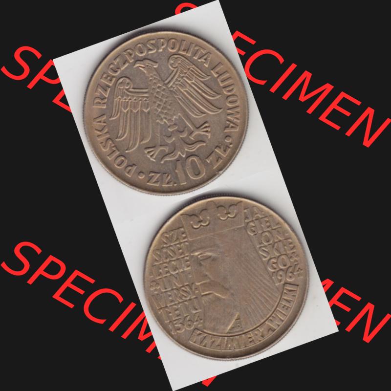Münzen Polen Gedenkmünze 1964-1964, 10 Zloty 600. Jahrestag der Jagiellone Universität, Münzseiten Untereinander als Bildmaterial Sammlung