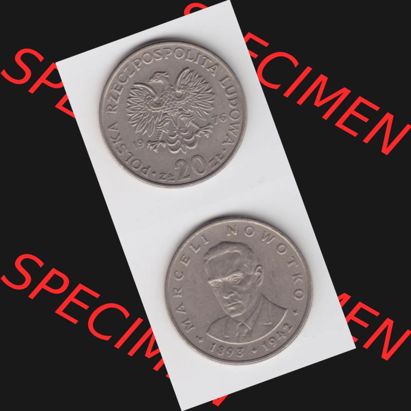 Münzen Polen Gedenkmünze 1974-1983, 20 Zlotych Marceli Nowotko 1976, Münzseiten Untereinander als Bildmaterial Sammlung