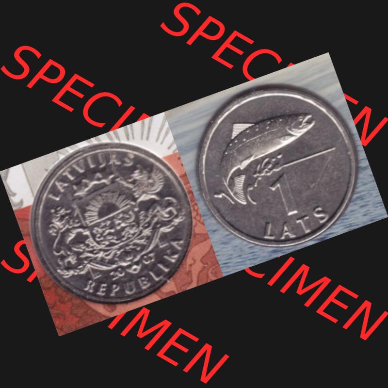 Münzen Lettland Umlaufmünze 1992-2008, 1 Lats 2007, aus Münzensatz Bild mit horizontaler Vollansicht als Bildmaterial Sammlung