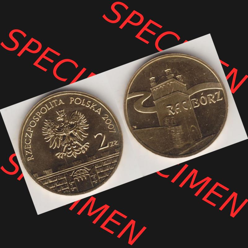 Münzen Polen Gedenkmünze 2007-2007, 2 Zloty, Historische Städte in Polen - Ratibor, Bild mit Vollansicht als Bildmaterial Sammlung