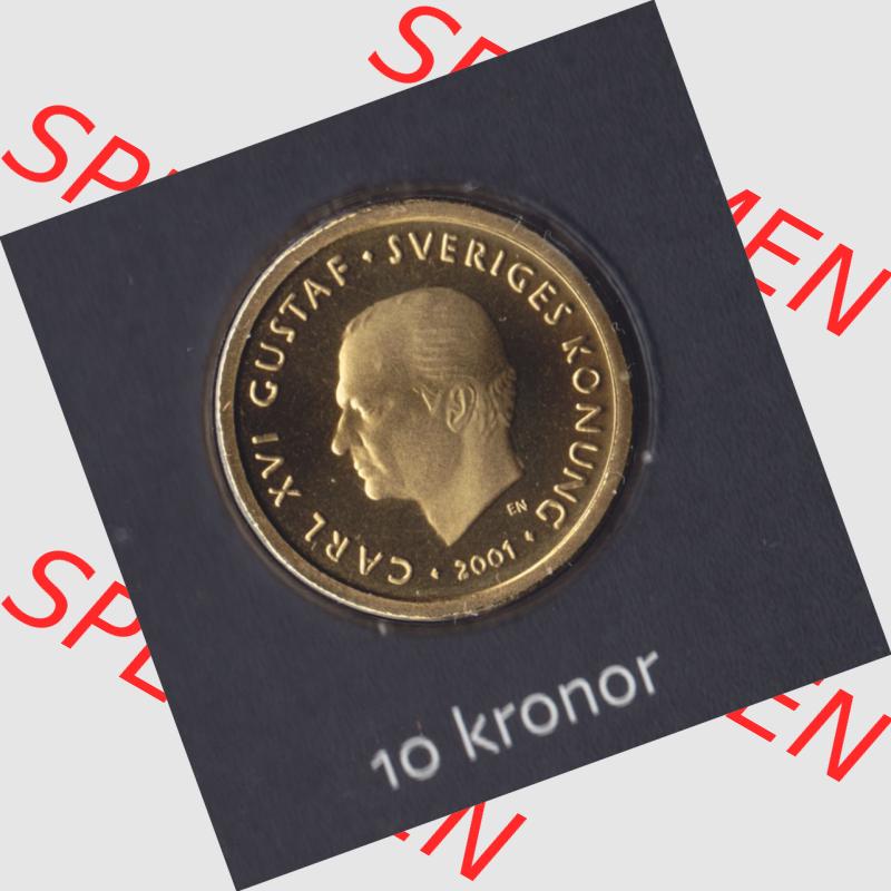 Münzen Schweden Umlaufmünze 2001-2009, 10 Kronen 2001 KMS, Bild mit Vorderseite der Münze als Bildmaterial Sammlung