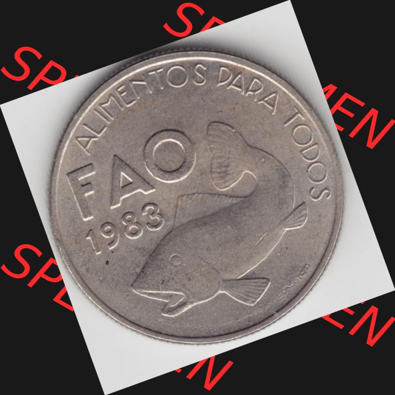Münzen Portugal Gedenkmünze 1983-1983, 25 Escudo, FAO Alimentos Dara Todos. Rückseite der portugiesischen Gedenkmünze aus Portugal vor der Euro-Einführung in... Sammlung