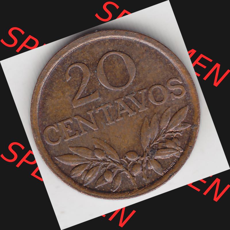 Münzen Portugal Umlaufmünze 1969-1974, 20 Centavos 1974. Vorderseite der Escudo Umlaufmünze aus Portugal vor EInführung der Euromünzen in Portugal zum katalogisieren... Sammlung