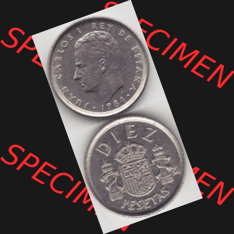 Münzen Spanien Umlaufmünze 1984-1984, 10 Peseten 1984, Münze aus Spanien, Umlaufmünze / aus Zahlungsverkehr mit Münzseiten Vertikal / Untereinander auf... Sammlung