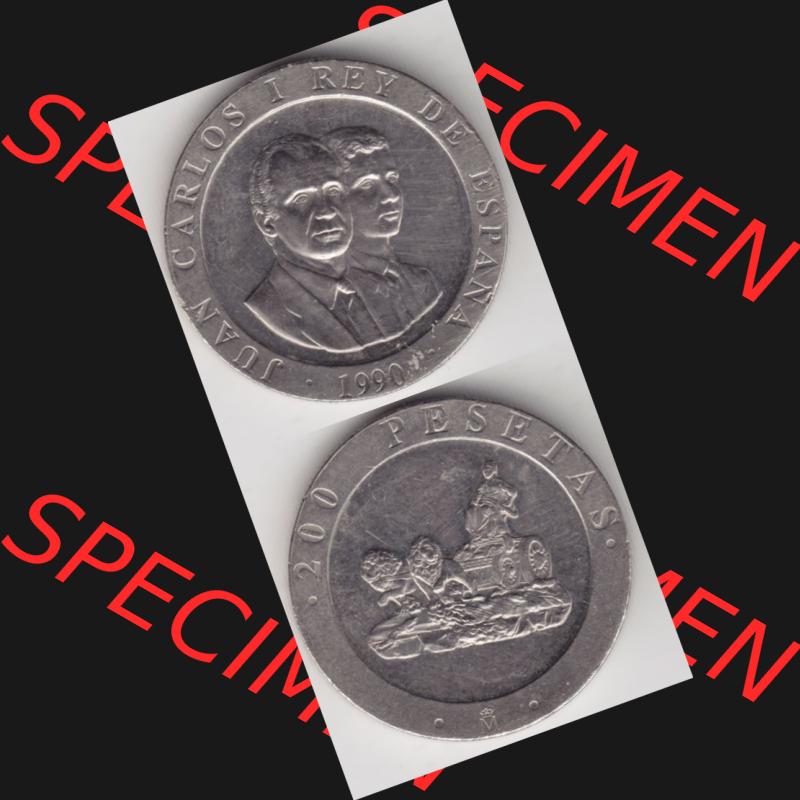 Münzen Spanien Umlaufmünze 1990-1990, Peseteas - Peseten 1990, Münze aus Spanien, Umlaufmünze / aus Zahlungsverkehr mit Münzseiten Vertikal / Untereinander... Sammlung