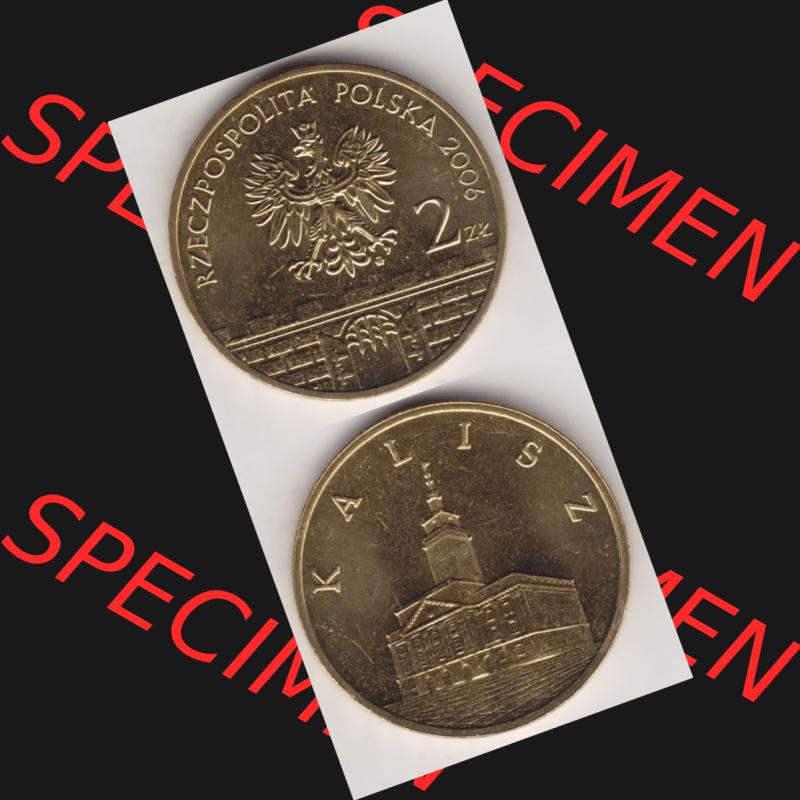 Münzen Polen Gedenkmünze 2006-2006, 2 Zloty, Historische Städte Polens - Kalisz, Münzseiten Untereinander als Bildmaterial Sammlung